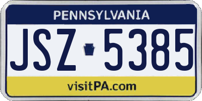 PA license plate JSZ5385