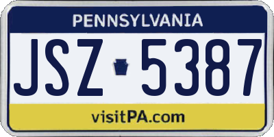 PA license plate JSZ5387