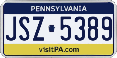 PA license plate JSZ5389