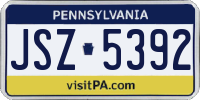 PA license plate JSZ5392