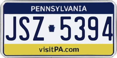 PA license plate JSZ5394
