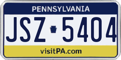 PA license plate JSZ5404