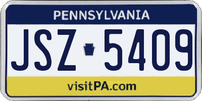 PA license plate JSZ5409