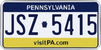 PA license plate JSZ5415
