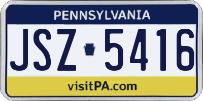PA license plate JSZ5416