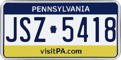PA license plate JSZ5418