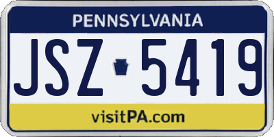 PA license plate JSZ5419