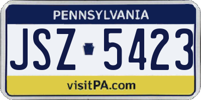 PA license plate JSZ5423