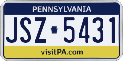 PA license plate JSZ5431