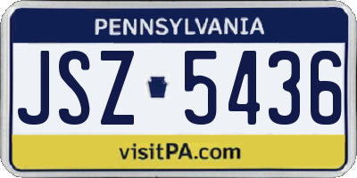 PA license plate JSZ5436