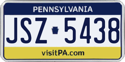 PA license plate JSZ5438