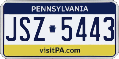 PA license plate JSZ5443