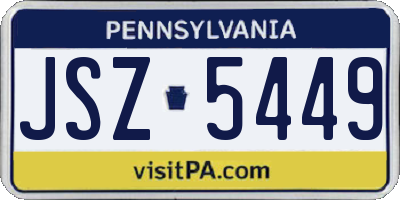 PA license plate JSZ5449