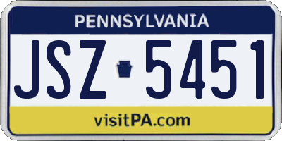 PA license plate JSZ5451
