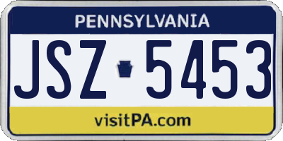 PA license plate JSZ5453
