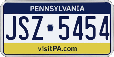 PA license plate JSZ5454