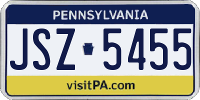 PA license plate JSZ5455