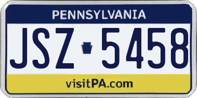 PA license plate JSZ5458