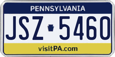 PA license plate JSZ5460