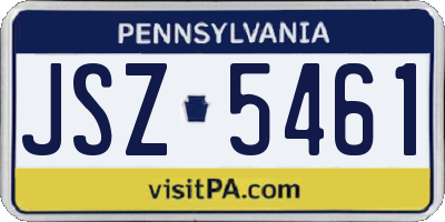PA license plate JSZ5461
