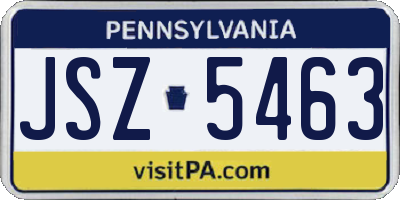 PA license plate JSZ5463