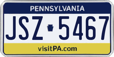 PA license plate JSZ5467