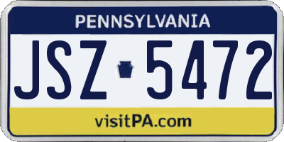 PA license plate JSZ5472
