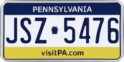 PA license plate JSZ5476