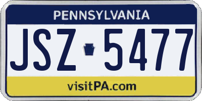 PA license plate JSZ5477