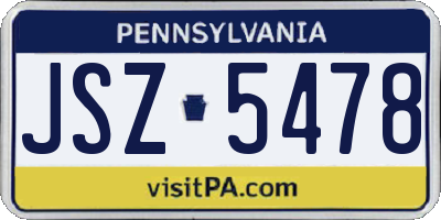PA license plate JSZ5478