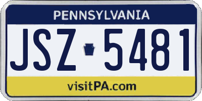 PA license plate JSZ5481