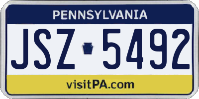 PA license plate JSZ5492