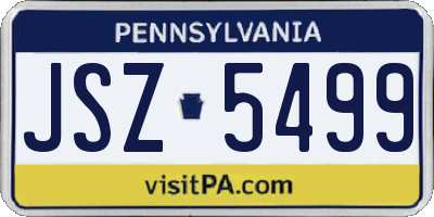 PA license plate JSZ5499