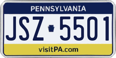 PA license plate JSZ5501