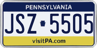 PA license plate JSZ5505