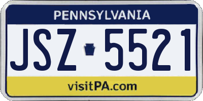 PA license plate JSZ5521