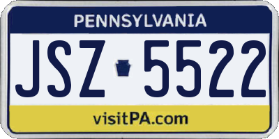 PA license plate JSZ5522