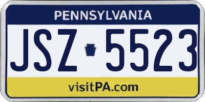 PA license plate JSZ5523