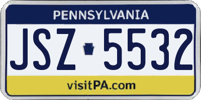 PA license plate JSZ5532