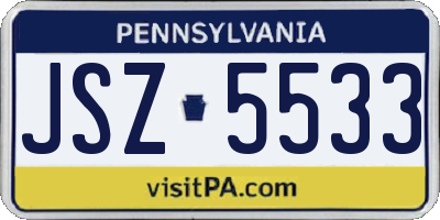 PA license plate JSZ5533