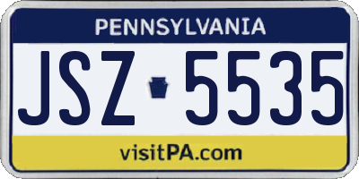 PA license plate JSZ5535