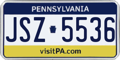 PA license plate JSZ5536