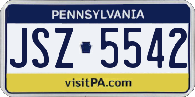 PA license plate JSZ5542