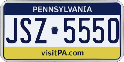 PA license plate JSZ5550