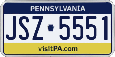 PA license plate JSZ5551
