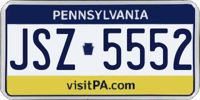 PA license plate JSZ5552