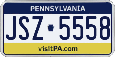 PA license plate JSZ5558
