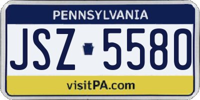 PA license plate JSZ5580