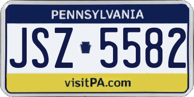 PA license plate JSZ5582