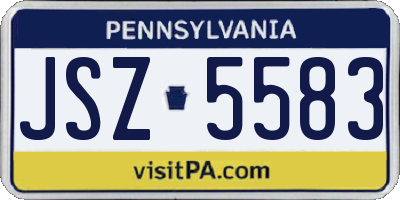 PA license plate JSZ5583